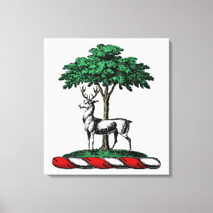 Hirsch Rothirsch am Baum Heraldisch Wappenschild E Leinwanddruck