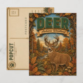 Hirsch Rothirsch Herbst Wald POPCUT Postkarte (Vorne/Hinten)