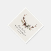 Hirsch rustikal botanischer Herbst Scheune Geburts Serviette (Ecke)