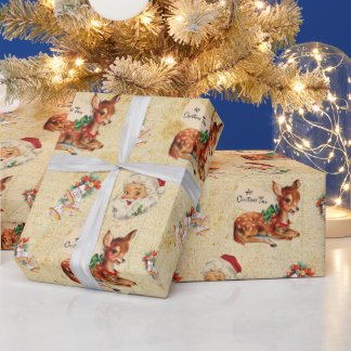 Hirsch Santa 2 Geschenkpapier