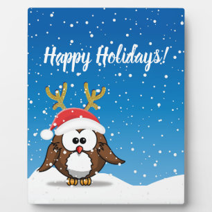 Hirsch Santa Owl Fotoplatte