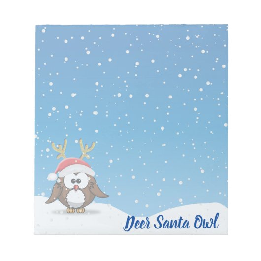 Hirsch Santa Owl Notizblock (Vorderseite)
