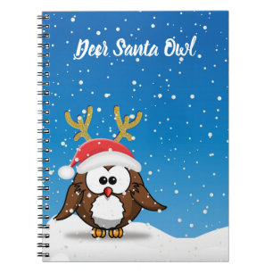 Hirsch Santa Owl Notizblock