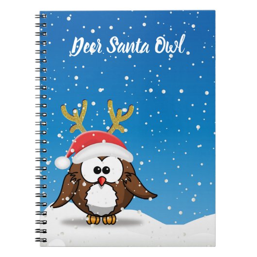 Hirsch Santa Owl Notizblock (Vorderseite)