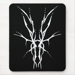 Hirsch-Schädel-Stammes-Tattoo-Design - weiß auf sc Mousepad