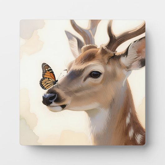 Hirsch Schmetterling Aquarell Fotoplatte (Vorderseite)