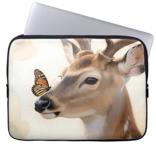 Hirsch Schmetterling Aquarell Laptopschutzhülle