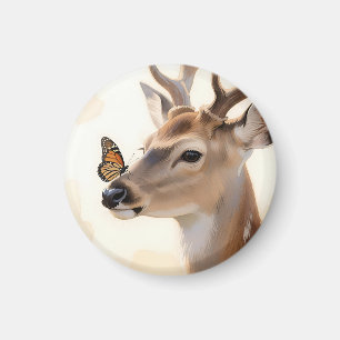 Hirsch Schmetterling Aquarell Magnet