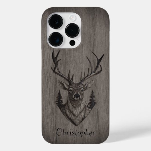 Hirsch - Schnittholz - Personalisiertes Holz Case-Mate iPhone Hülle (Rückseite)