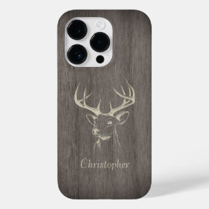 Hirsch - Schnittholz - Personalisiertes Holz Case-Mate iPhone 14 Pro Hülle