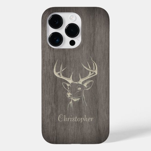 Hirsch - Schnittholz - Personalisiertes Holz Case-Mate iPhone Hülle (Rückseite)