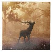 Hirsch schöne Naturlandschaft Fliese (Vorderseite)