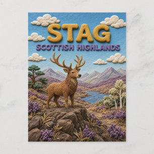 Hirsch Scottish Highlands Modern KlayKoo Postkarte