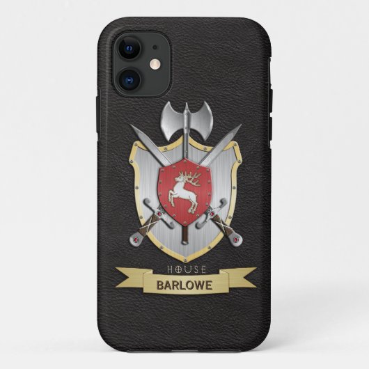 Hirsch Sigil Kampf-Wappen-Schwarzes Case-Mate iPhone Hülle (Rückseite)