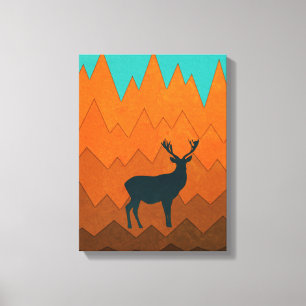 Hirsch-Silhouette Herbst bunt Abstrakt Leinwanddruck