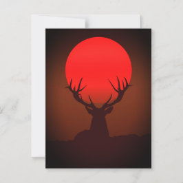 Hirsch-Silhouette mit feurigem rotem Sonnenunterga Postkarte