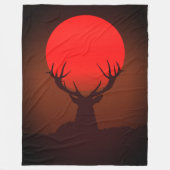 Hirsch-Silhouette mit feurigem roten Sonnenunterga Fleecedecke (Vorderseite)