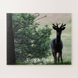 Hirsch-Silhouette-Wald-Foto-Personalisiertes-Puzzl Puzzle