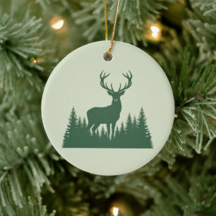 Hirsch-Silhouette Wald Minimalistischer Wald Keramik Ornament