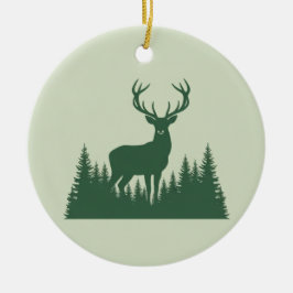 Hirsch-Silhouette Wald Minimalistischer Wald Keramik Ornament