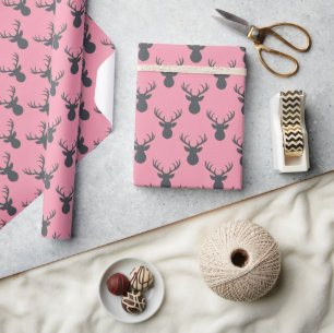 Hirsch-Silhouetten auf Rosa Geschenkpapier