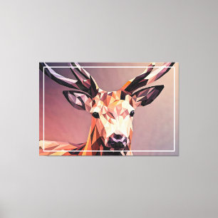 Hirsch Small Poly Art Design Leinwanddruck