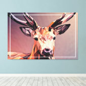 Hirsch Small Poly Art Design Leinwanddruck (Insitu (Holzboden))