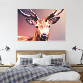 Hirsch Small Poly Art Design Leinwanddruck (Insitu (Schlafzimmer))