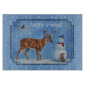 Hirsch & Snowman Weihnachten Schneeflocken Schneidebrett (Vorderseite)