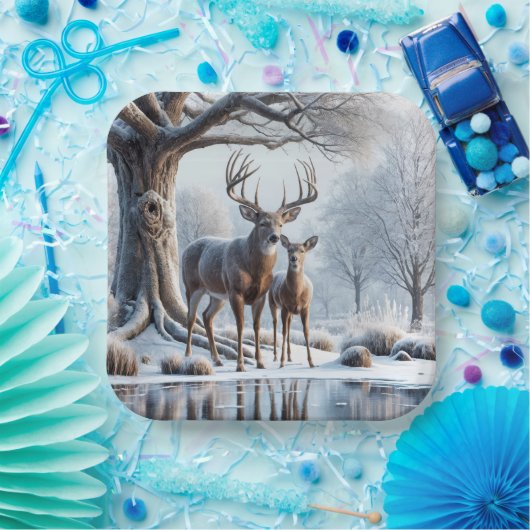 Hirsch Stehend von Icy Pond Pappteller (Party)