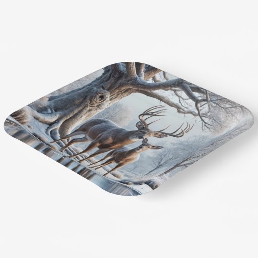 Hirsch Stehend von Icy Pond Pappteller (Gewinkelt)