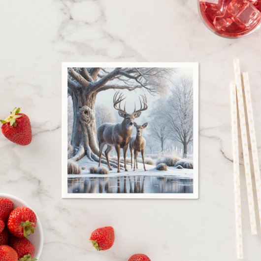 Hirsch Stehend von Icy Pond Serviette (Beispiel)