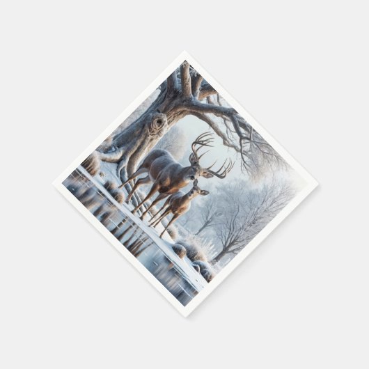 Hirsch Stehend von Icy Pond Serviette (Ecke)