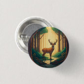 Hirsch steht an einem Bach in einem Wald Button (Vorne & Hinten)