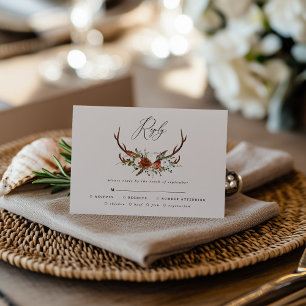 Hirsch Terrakotta rosa floral rustikal elegante Ho RSVP Karte