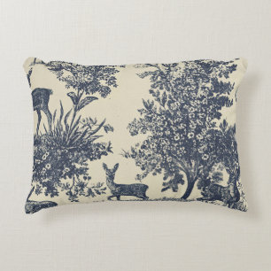 Hirsch-Toile-Muster Waldlandschaft Botanisch Dekokissen