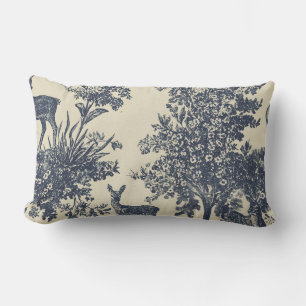 Hirsch-Toile-Muster Waldlandschaft Botanisch Lendenkissen