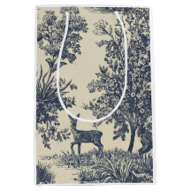 Hirsch-Toile-Muster Waldlandschaft Botanisch