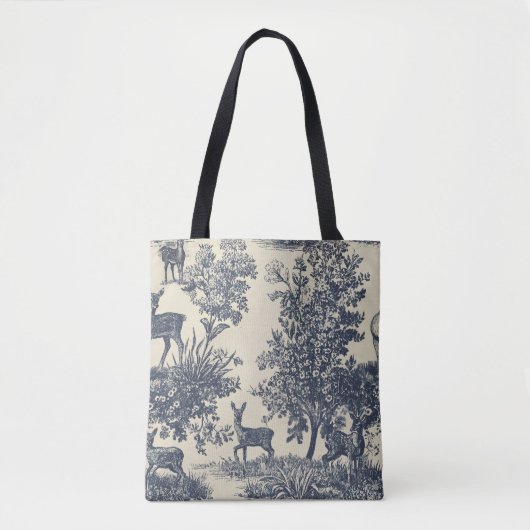 Hirsch-Toile-Muster Waldlandschaft Botanisch Tasche (Vorderseite)