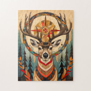 Hirsch-Totem – Eleganter Art Deco Geist Puzzle