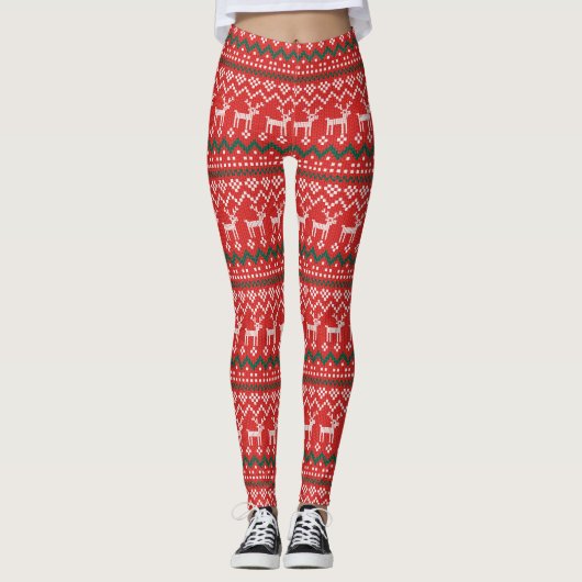 Hirsch Ugly Christmas Sweater Leggings (Vorderseite)