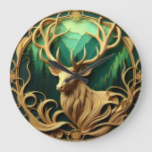 Hirsch umkreist große wanduhr (Vorderseite)