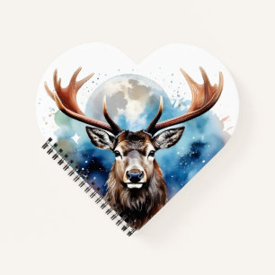 Hirsch und Aquarelle und Mond Notizblock