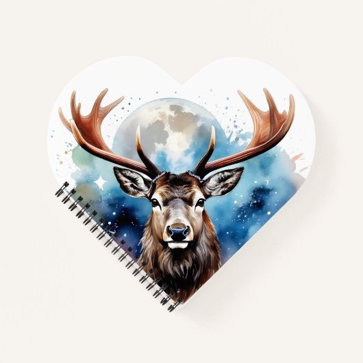 Hirsch und Aquarelle und Mond Notizblock (Vorderseite)