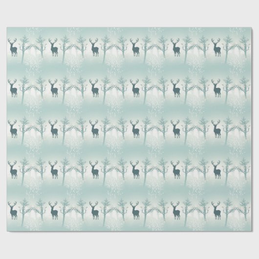 Hirsch- und Baummuster Geschenkpapier (Flach)