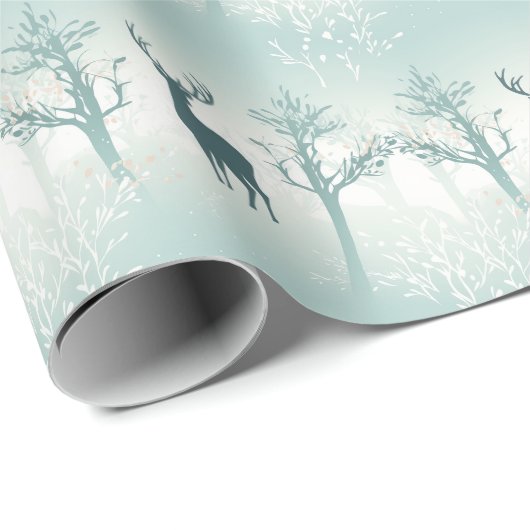 Hirsch- und Baummuster Geschenkpapier (Rolleneckpunkt)