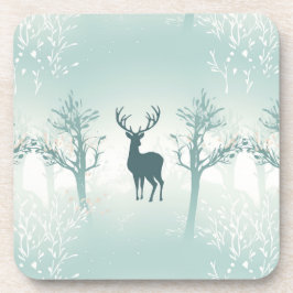 Hirsch- und Baummuster Getränkeuntersetzer