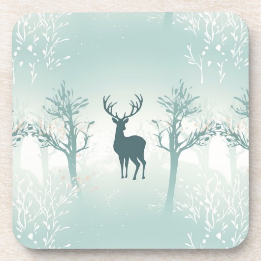Hirsch- und Baummuster Getränkeuntersetzer (Vorderseite)