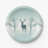 Hirsch- und Baummuster Pappteller (Vorderseite)