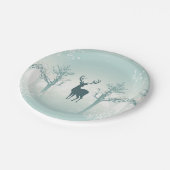 Hirsch- und Baummuster Pappteller (Schrägansicht)